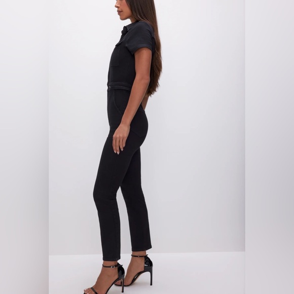 Good American Fit For Success Denim Jumpsuit Utility Chic Black Onyx Small - Picture 4 of 12